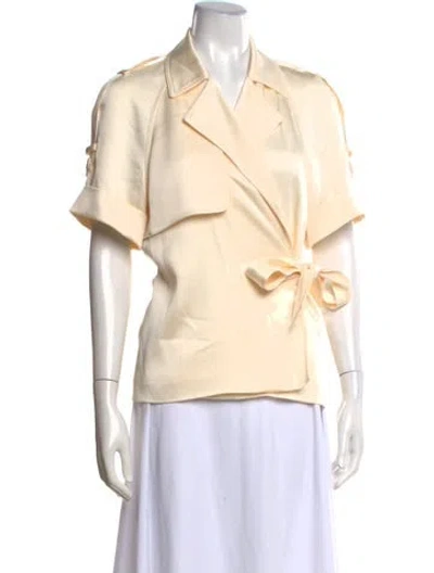 Pre-owned Simkhai V-neck Short Sleeve Blouse In Neutral