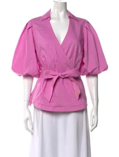 Pre-owned Simkhai V-neck Short Sleeve Blouse In Pink