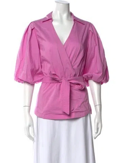 Pre-owned Simkhai V-neck Short Sleeve Blouse In Pink