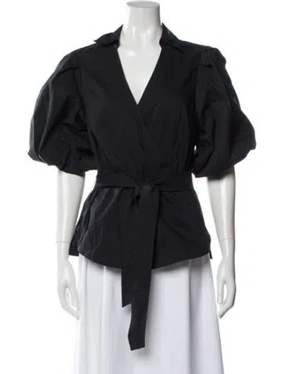 Pre-owned Simkhai V-neck Short Sleeve Blouse W/ Tags In Black