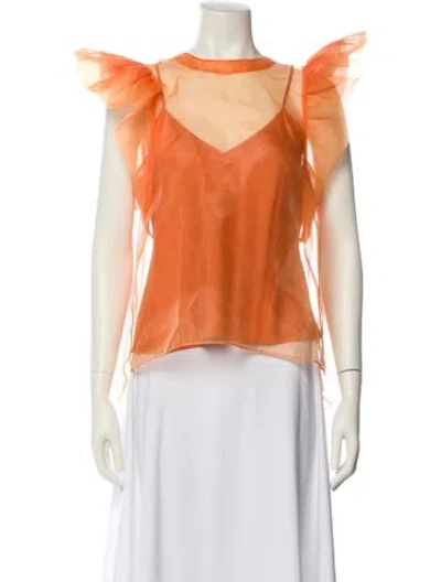 Pre-owned Simkhai V-neck Short Sleeve Blouse W/ Tags In Orange