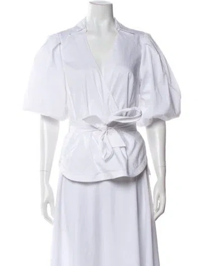 Pre-owned Simkhai V-neck Short Sleeve Blouse In White