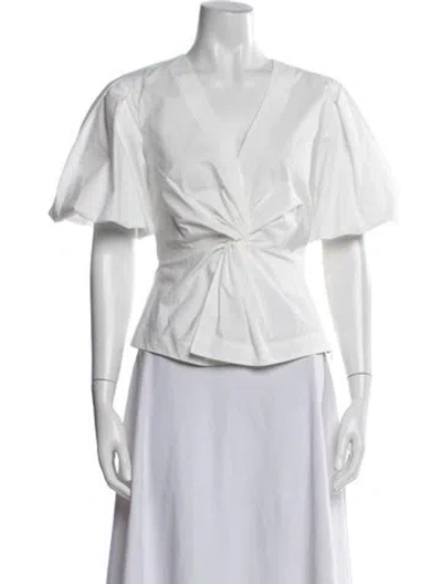 Pre-owned Simkhai V-neck Short Sleeve Blouse In White