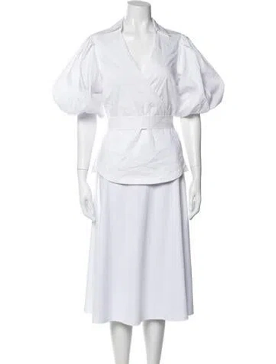 Pre-owned Simkhai V-neck Short Sleeve Blouse In White