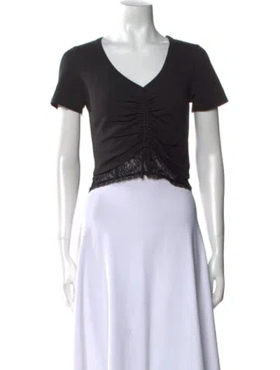Pre-owned Simkhai V-neck Short Sleeve Crop Top In Black