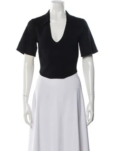 Pre-owned Simkhai V-neck Short Sleeve Crop Top In Black