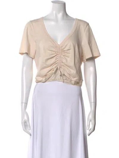 Pre-owned Simkhai V-neck Short Sleeve Crop Top In Neutral