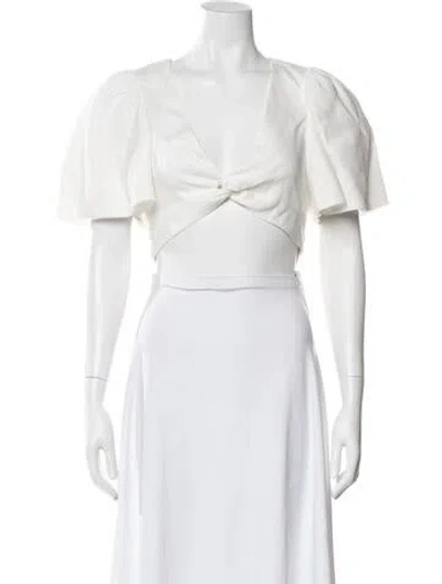 Pre-owned Simkhai V-neck Short Sleeve Crop Top In Neutral