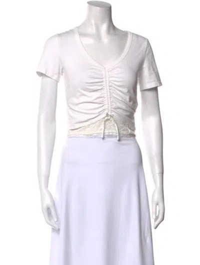 Pre-owned Simkhai V-neck Short Sleeve Crop Top In White