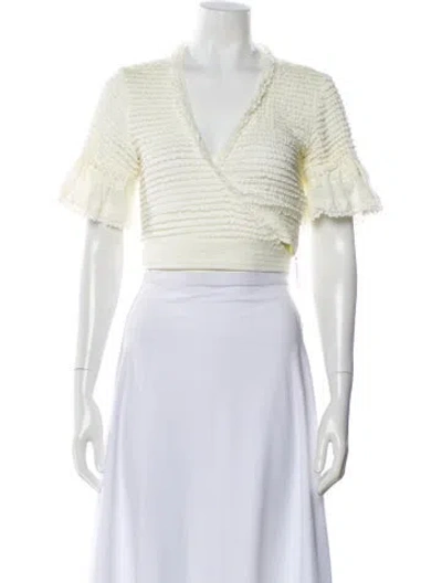 Pre-owned Simkhai V-neck Short Sleeve Crop Top In White