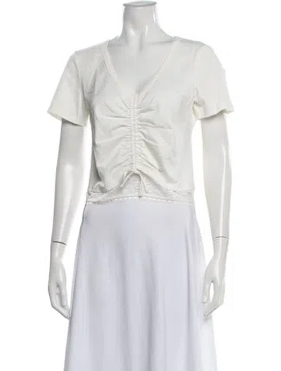 Pre-owned Simkhai V-neck Short Sleeve Crop Top In White