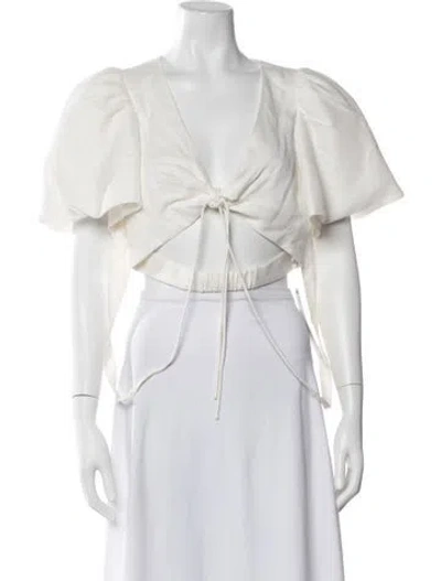 Pre-owned Simkhai V-neck Short Sleeve Crop Top In White