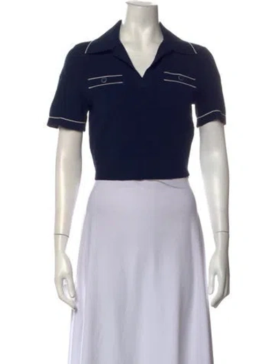 Pre-owned Simkhai V-neck Short Sleeve Polo In Black