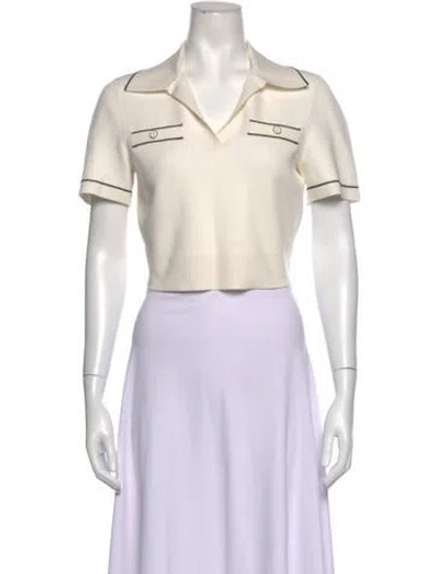 Pre-owned Simkhai V-neck Short Sleeve Polo In Neutrals