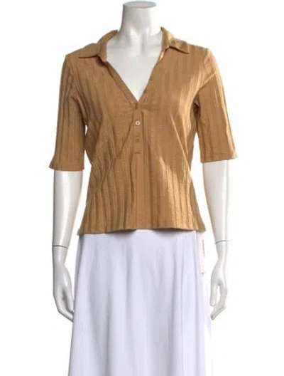 Pre-owned Simkhai V-neck Short Sleeve Polo W/ Tags In Orange
