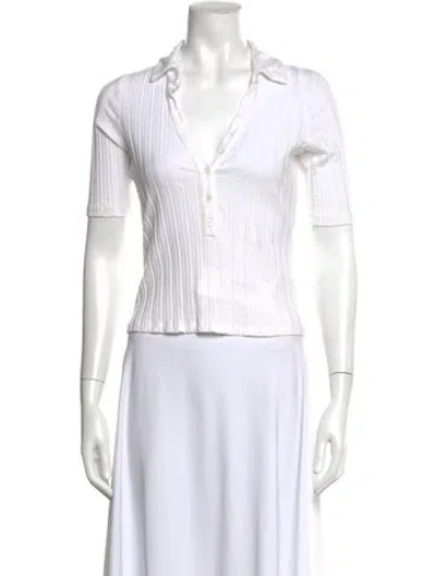 Pre-owned Simkhai V-neck Short Sleeve Polo In White