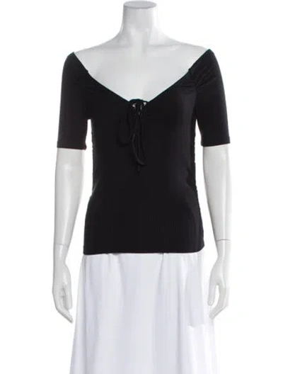 Pre-owned Simkhai V-neck Short Sleeve Top In Black