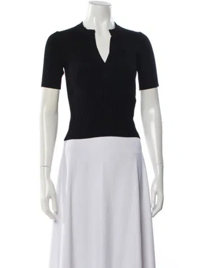 Pre-owned Simkhai V-neck Short Sleeve Top In Black