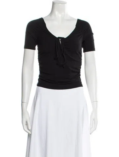 Pre-owned Simkhai V-neck Short Sleeve Top In Black