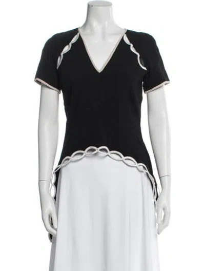 Pre-owned Simkhai V-neck Short Sleeve Top In Black