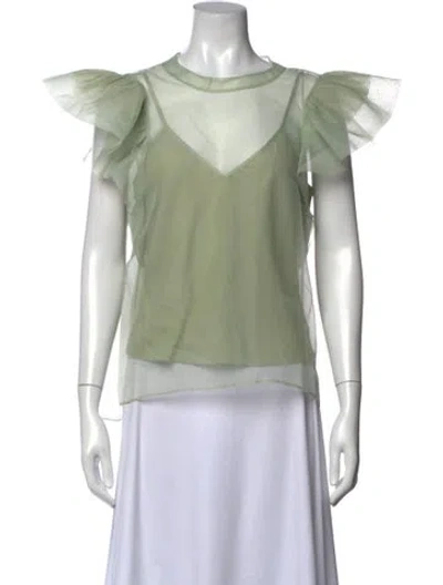 Pre-owned Simkhai V-neck Short Sleeve Top In Green