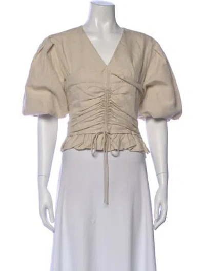 Pre-owned Simkhai V-neck Short Sleeve Top In Neutral