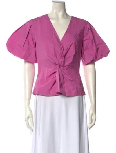 Pre-owned Simkhai V-neck Short Sleeve Top In Pink