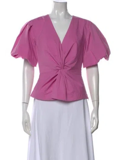 Pre-owned Simkhai V-neck Short Sleeve Top In Pink