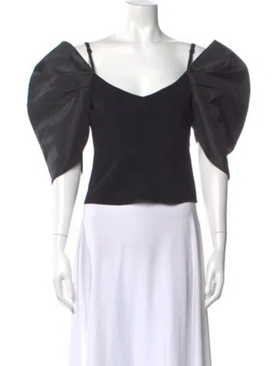 Pre-owned Simkhai V-neck Short Sleeve Top W/ Tags In Black