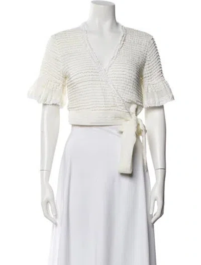 Pre-owned Simkhai V-neck Short Sleeve Top In White