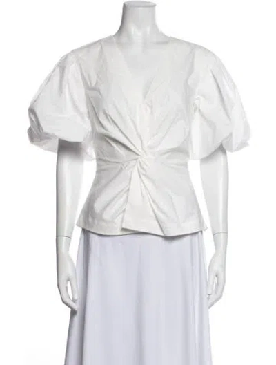 Pre-owned Simkhai V-neck Short Sleeve Top In White