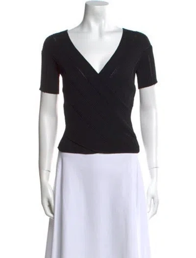 Pre-owned Simkhai V-neck Short Sleeve T-shirt In Black