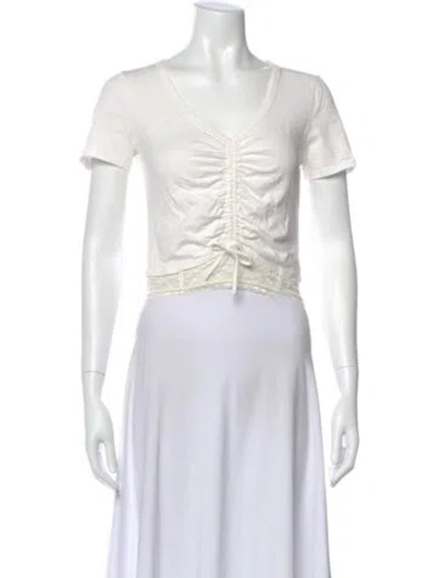 Pre-owned Simkhai V-neck Short Sleeve T-shirt In White