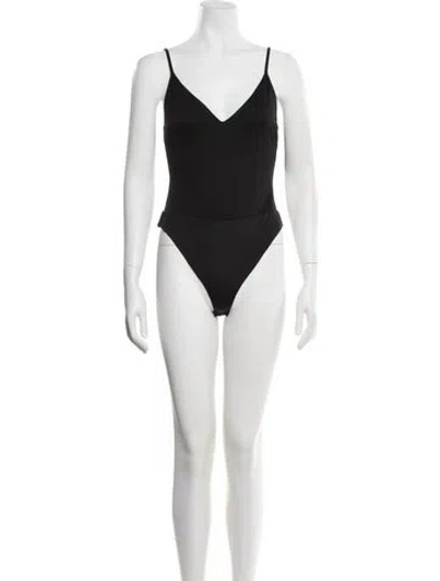 Pre-owned Simkhai V-neck Sleeveless Bodysuit In Black