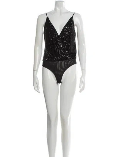 Pre-owned Simkhai V-neck Sleeveless Bodysuit In Black