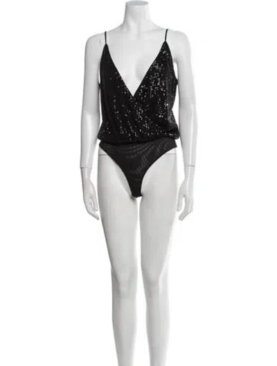 Pre-owned Simkhai V-neck Sleeveless Bodysuit In Black