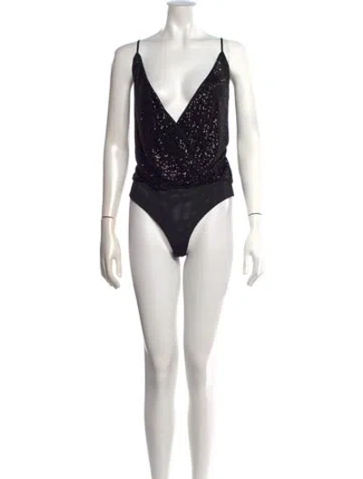 Pre-owned Simkhai V-neck Sleeveless Bodysuit In Black