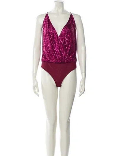 Pre-owned Simkhai V-neck Sleeveless Bodysuit In Pink