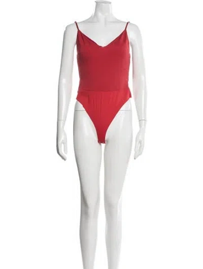 Pre-owned Simkhai V-neck Sleeveless Bodysuit In Red