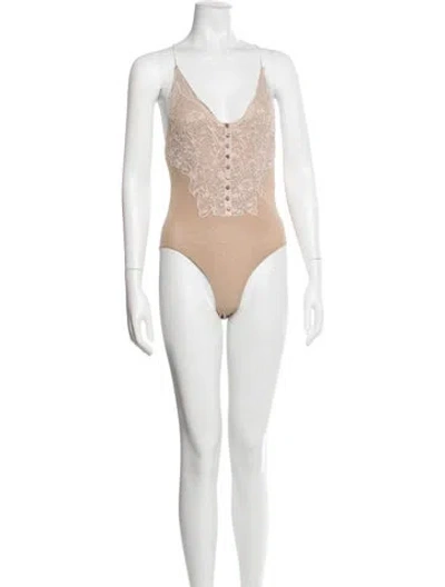 Pre-owned Simkhai V-neck Sleeveless Bodysuit W/ Tags In Neutral