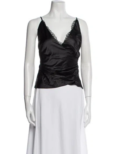 Pre-owned Simkhai V-neck Sleeveless Crop Top In Black