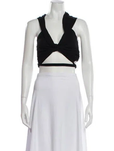 Pre-owned Simkhai V-neck Sleeveless Crop Top In Black
