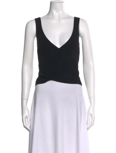 Pre-owned Simkhai V-neck Sleeveless Crop Top In Black