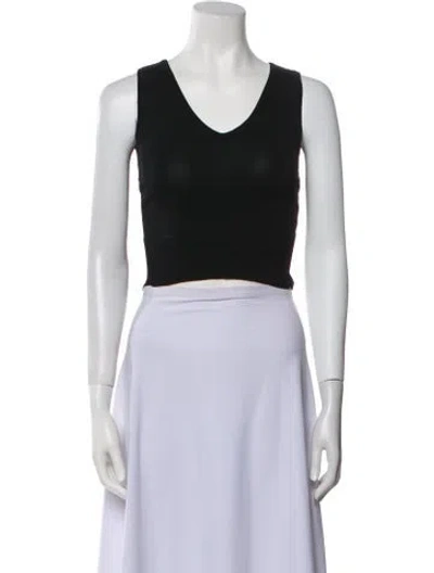 Pre-owned Simkhai V-neck Sleeveless Crop Top In Black