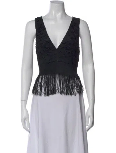 Pre-owned Simkhai V-neck Sleeveless Crop Top In Black