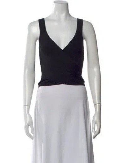 Pre-owned Simkhai V-neck Sleeveless Crop Top In Black