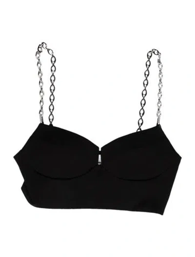 Pre-owned Simkhai V-neck Sleeveless Crop Top In Black
