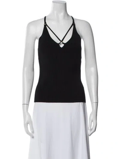 Pre-owned Simkhai V-neck Sleeveless Crop Top In Black