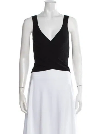 Pre-owned Simkhai V-neck Sleeveless Crop Top In Black