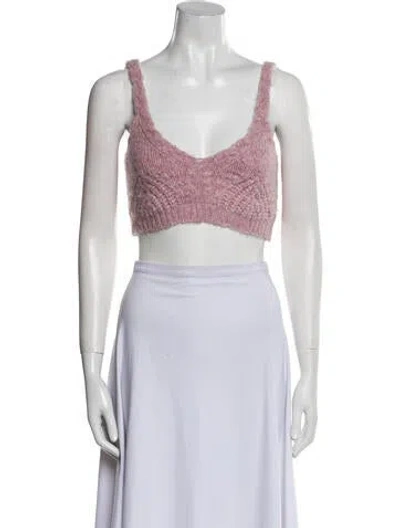 Pre-owned Simkhai V-neck Sleeveless Crop Top In Blue